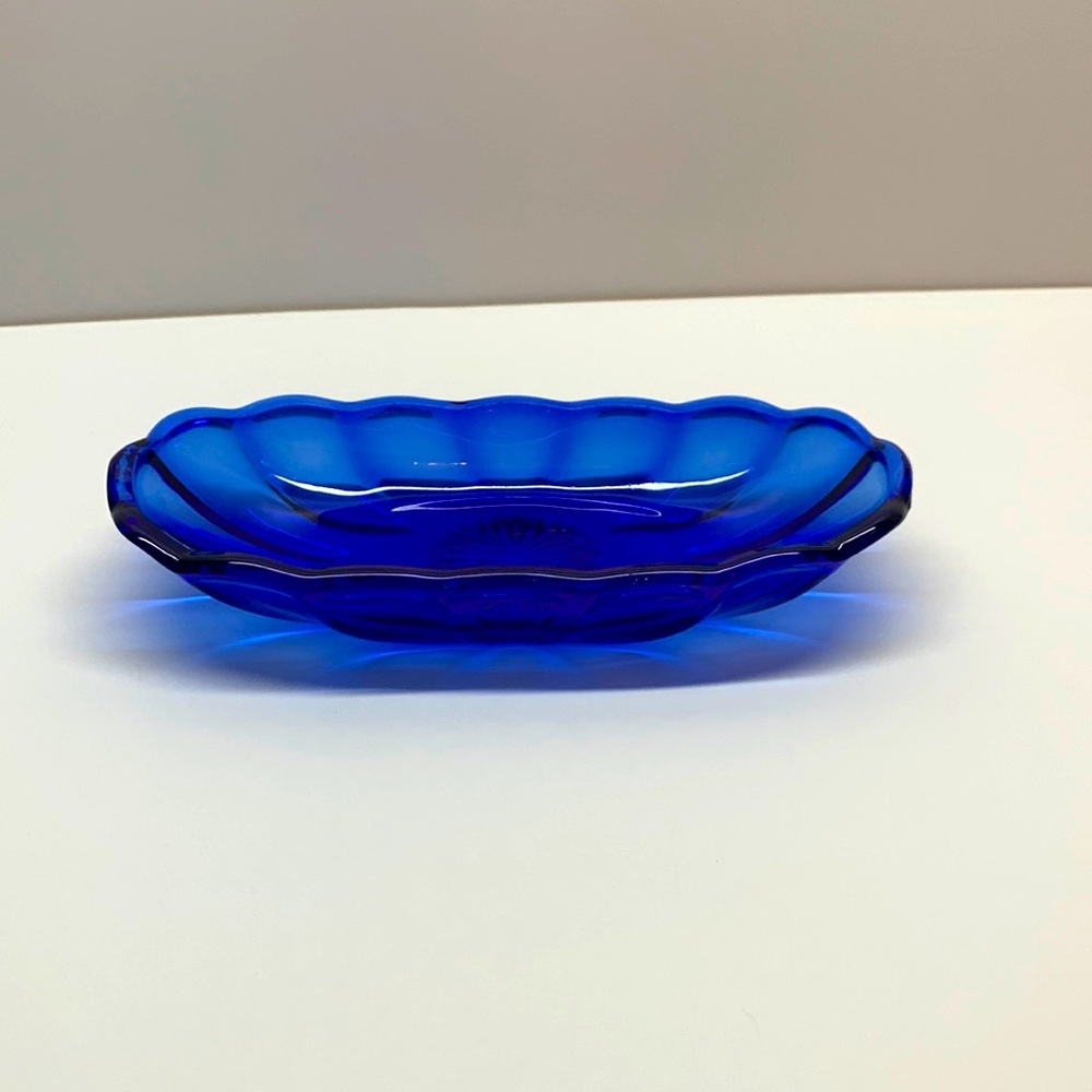 Anchor Hocking relish tray cobalt blue